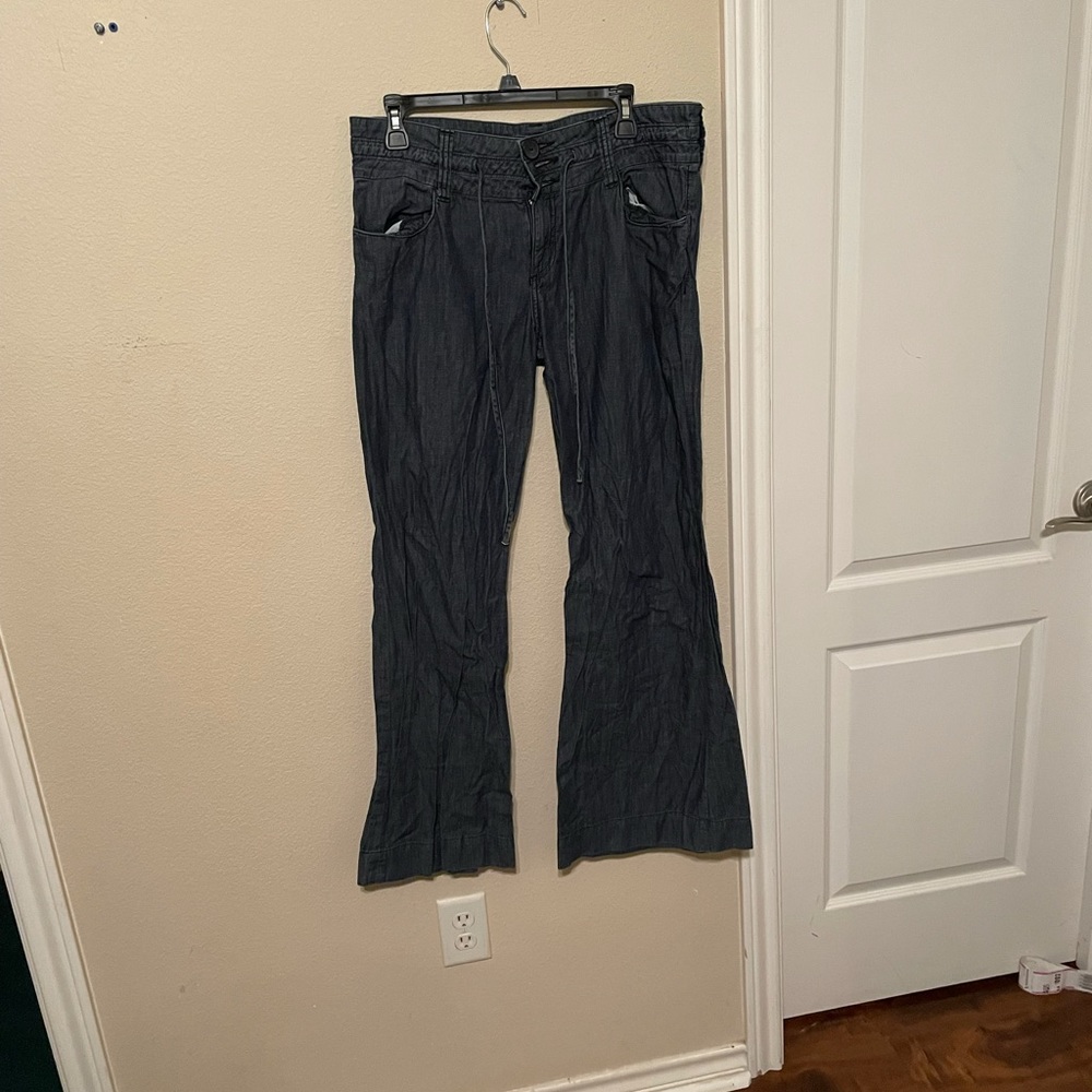 Thin denim-like flowy pants